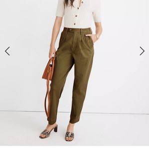 Madewell Sz 8 Pleated Taper Wide-Leg Pants in Kale
